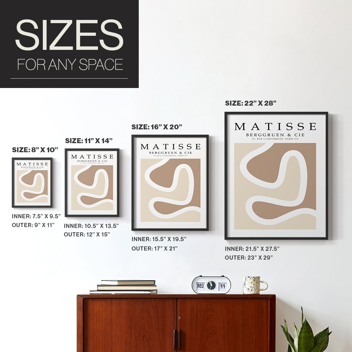 Matisse CCCXLVI in Black Solid Wood 11 x 14 Framed Print
