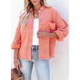 thumbnail image 3 of Asyoly Women Denim Jacket Casual Long Sleeve Button Down Jean Jacket Boyfriend Distressed Shacket Jacket Oversized Coat With Pockets, 3 of 9