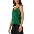 thumbnail image 4 of INSPIRE CHIC Women's Satin V Neck Spaghetti Strap Summer Fall Tank Tops XS Green, 4 of 5