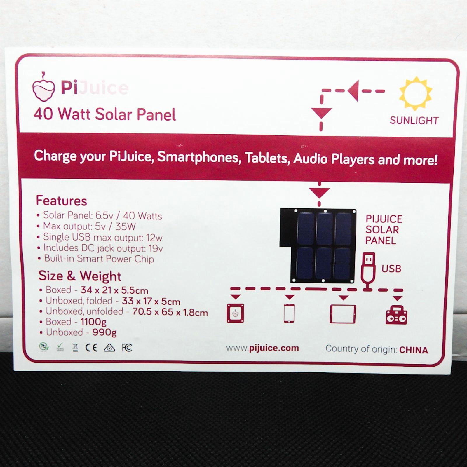 Pi Supply PiJuice 40 Watt Solar Panel PIS-0572