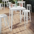 thumbnail image 3 of BizChair Commercial Grade 23.75" Square White Metal Indoor-Outdoor Bar Height Table, 3 of 9