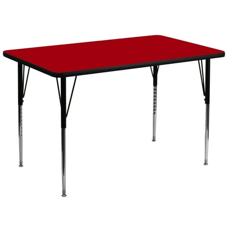 UPC: 0847254023207 | Flash Furniture Wren 36 W x 72 L Rectangular Red Thermal Laminate Activity Table – Standard Height Adjustable Legs