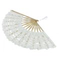 thumbnail image 2 of 2X Handmade Cotton Lace Folding Hand Fan for Party Bridal Wedding Decoration ( White), 2 of 2
