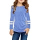 thumbnail image 1 of Gibobby Playeras Deportivas Niños Niñas Túnica Tops Cuello redondo Ultra Color sólido Manga larga Rayas Cómodo Casual con botones laterales Blusa Camiseta （Azul， 8-9 Años), 1 of 4
