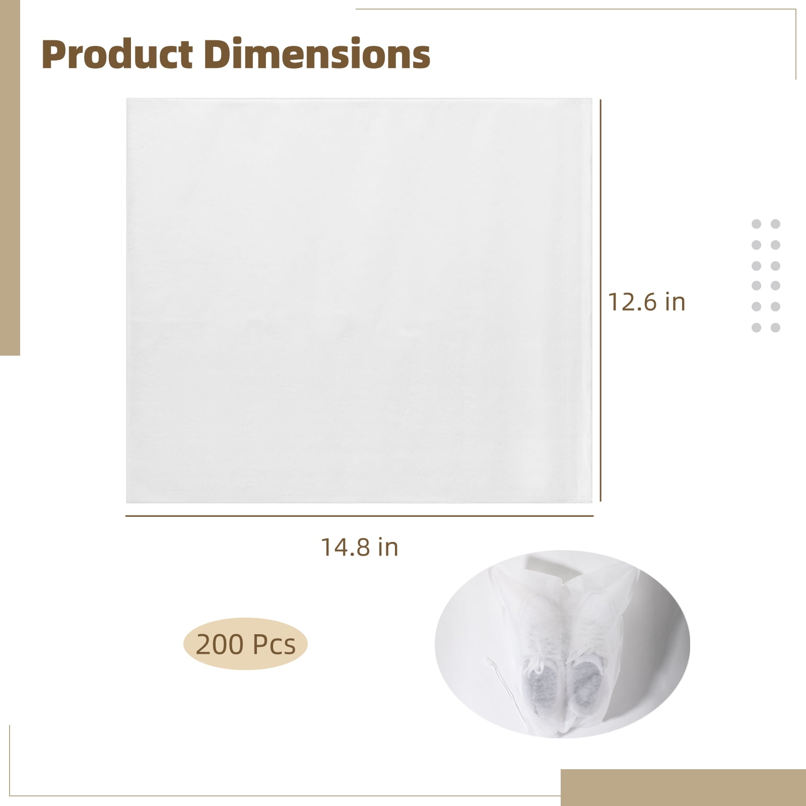 200Pcs Dustproof Shoe Storage Bags, Breathable Non-woven Shoe Pouches, Drawstring Storage Organizers for Travel