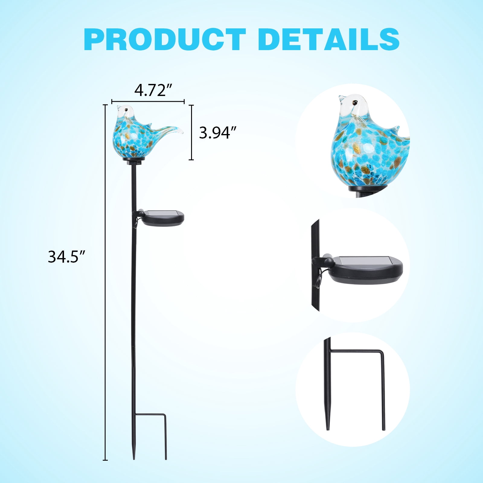 Outdoor Garden Stake,Solar Bluebird Lights, Solar LED Light Stake Decoration For Paths,Lawn,Yard,Garden