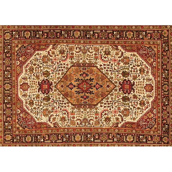 Ahgly Company Indoor Rectangle Medallion Orange Traditional Area Rugs, 3' x 5'