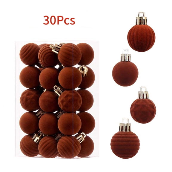 30Pcs Velvet Flocked Christmas Tree Ornaments,Embossed & Solid Hanging Baubles for Home Holiday Xmas Decor Christmas Ball Ornaments