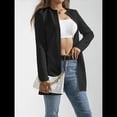 thumbnail image 4 of Chaqueta Elegante de Mujer con Abertura Frontal, Cuello Redondo, Larga, Informal, Elegante, para Exteriores. Negro XL, 4 of 8