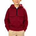 thumbnail image 2 of ITSAME Boys Half Zip Fleece Hoodie Pullover Long Sleeve Loose Fit Casual Fashion Sweatshirt with Chest Pockets Size 8, 2 of 9