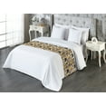 thumbnail image 3 of Marble Print Bed Runner, Honey Comb Framework Marbling Style Modern Repetitive Illustration, Decorative Accent Bedding Scarf for Hotels Homes & Guest Rooms, Queen, Mustard and Taupe Grey, by Ambesonne, 3 of 3