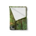 thumbnail image 2 of Nature Soft Flannel Fleece Throw Blanket, Stream Flowing in Forest Mossy Rocks Tree Foliage Splash Summertime Hiking, Cozy Plush for Indoor and Outdoor Use, 60" x 80", Apple Green Umber, by Ambesonne, 2 of 5