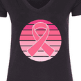 thumbnail image 4 of Inktastic Breast Cancer Pink Ribbon Retro Women's V-Neck T-Shirt, 4 of 5