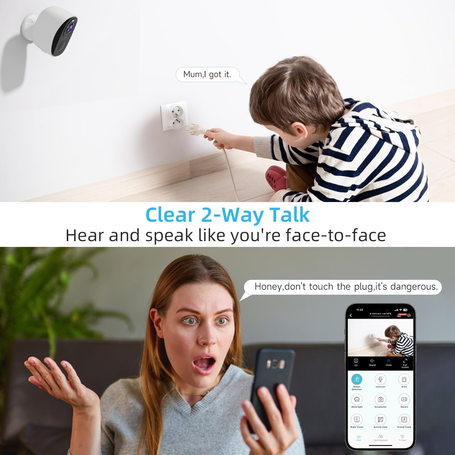 2K Security Camera Wireless Outdoor, Solar Battery Powered, 2.4G/5G WiFi, AI Motion Detection with Spotlight Siren Alarm, Color Night Vision, IP66 Waterproof, 2-Way Audio