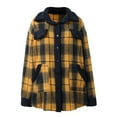 thumbnail image 4 of Letdown Women's Mid-Length Buffalo Plaid Shacket Jacket Long Sleeve Button Down Shirt Coat Tops with Pockets Fall Winter Fashion Shacket Coats (Gold,XXL), 4 of 8