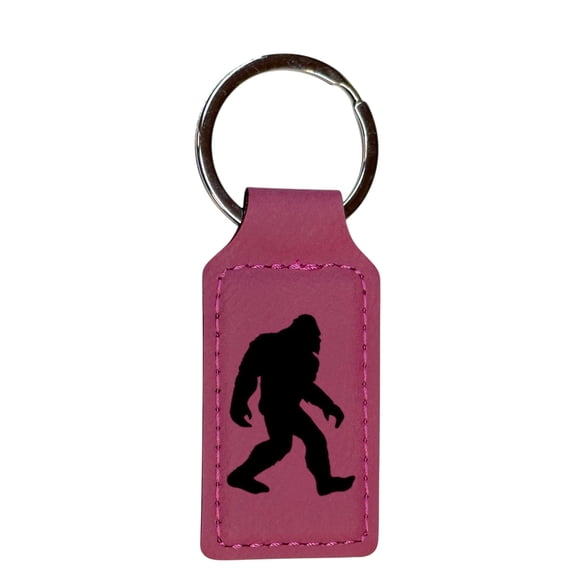 Keychain - Rectangle - Bigfoot Sasquatch - Leather
