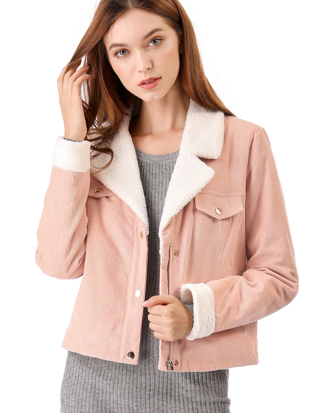 Women's Fleece Collar Corduroy Coat 