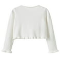 thumbnail image 6 of FamilyThread Girls' Knit Long Sleeve Sweater Cute Outswear Closure Bolero Cardigan For 1-15Y, 6 of 7