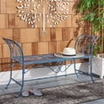 thumbnail image 2 of SAFAVIEH Adina Outdoor Patio Wrought Iron Garden Bench, Antique Blue, 2 of 8