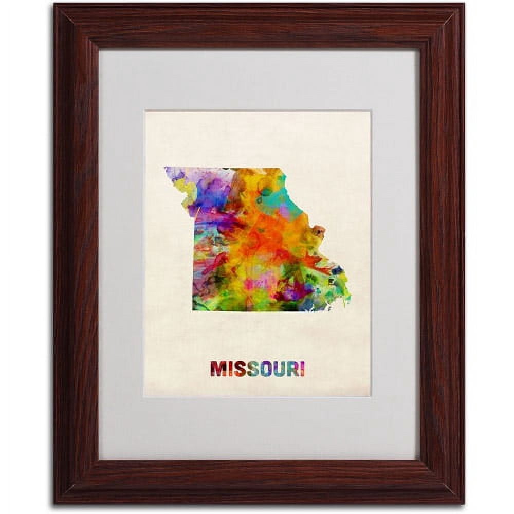 Trademark Fine Art "Missouri Map" Matted Framed Art by Michael Tompsett, Wood Frame