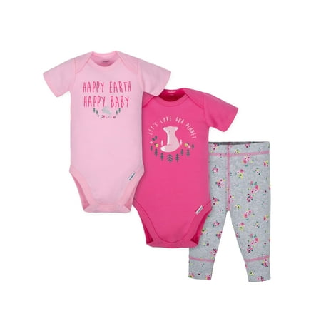Short Sleeve Bodysuits and Active Pant Outfit Set, 3pc (Baby (Best Outfits For Honeymoon)