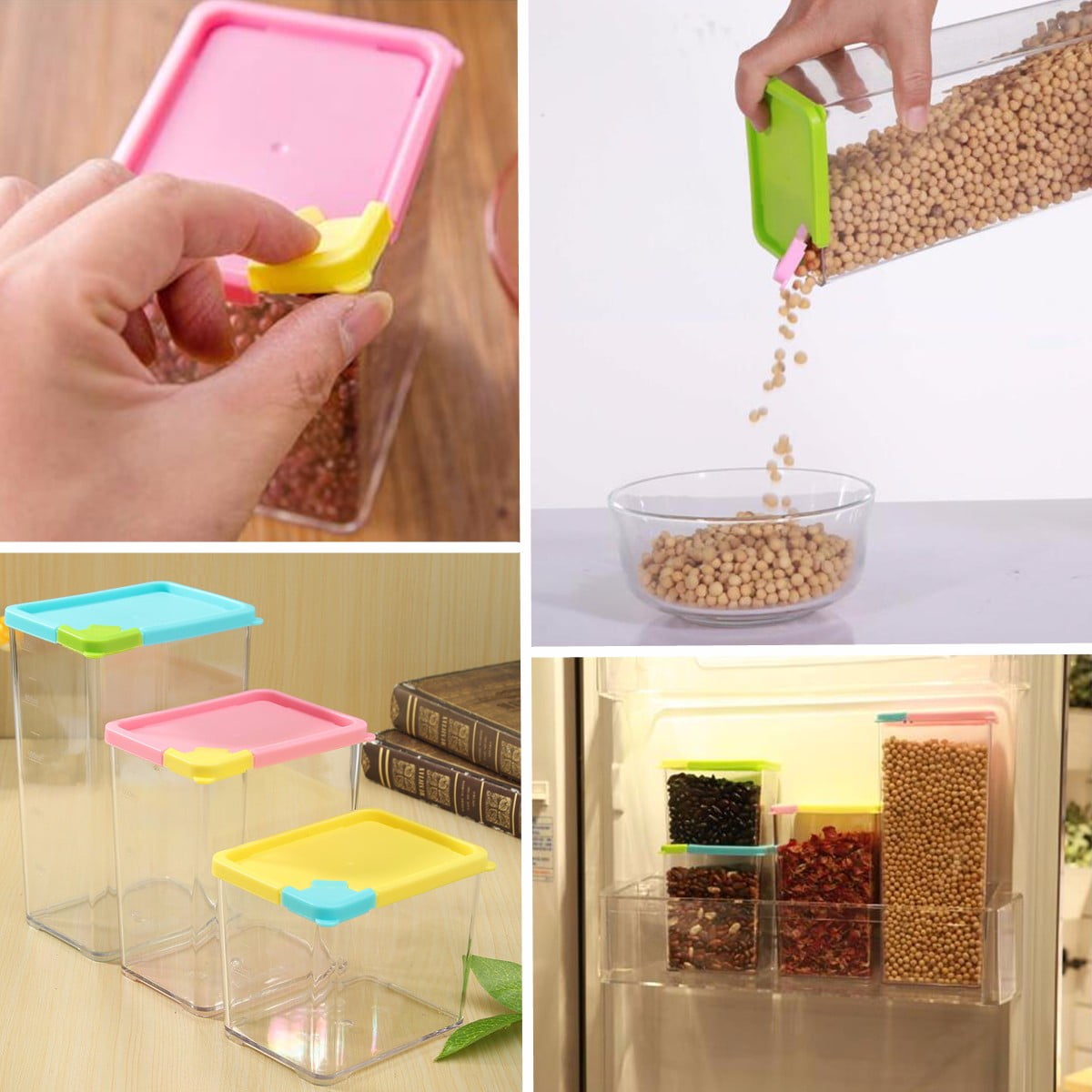 18 28 37 Oz Non Toxic Kitchen Plastic Food Storage Container Box Case Organizer For Cereal Grain Bean Rice