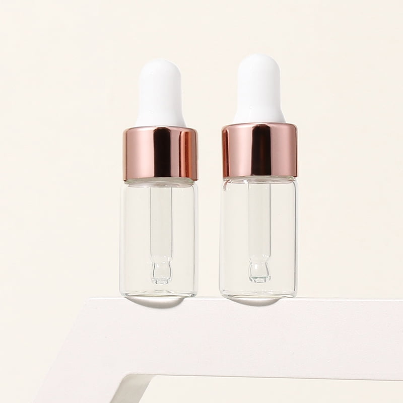 2Pcs 3ml Clear/Frosted/Red Emtpy Glass Dropper Bottles Mini Dropper Bottles for Traveling Essential Oils DIY Cosmetic Liquid