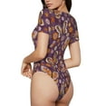 thumbnail image 3 of Easygdp Buffalo Plaid And Butterflys Women'S Waist-Cinching Short-Sleeved Onesie, Olastic Onesiet,Snaps At Bottom,Easy To Put On And Take Off - Small, 3 of 9