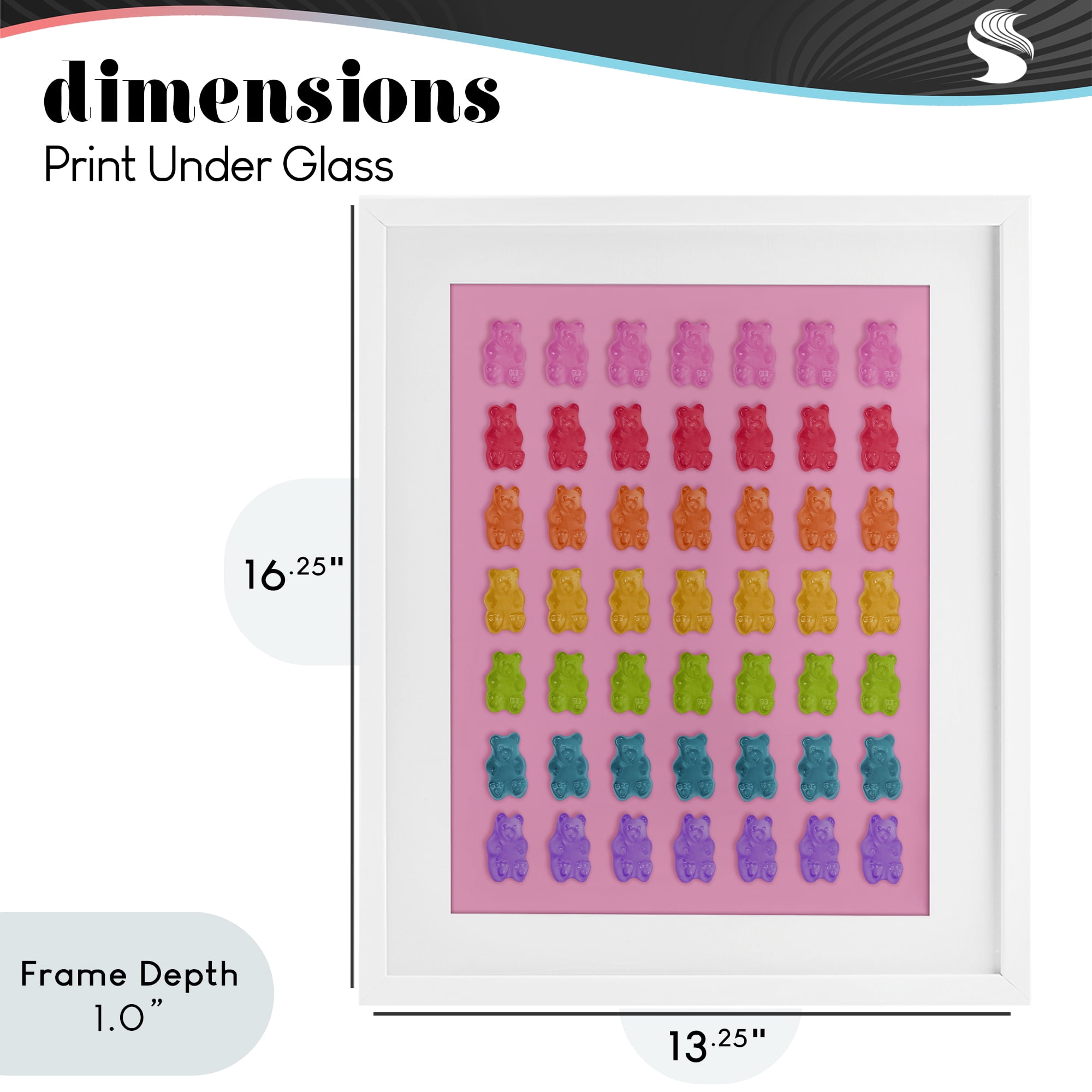 Stupell Industries Rainbow Candy Bears on Pink White Framed Print Under Glass, design by LISH Creative