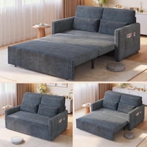 Noelse 3 in 1 Convertible Sofa Bed, Pull Out Sleeper Sofa Chair with Corduroy Upholstery, Space-Saving Loveseat Sleeper Bed for Living Room, Bedroom, Apartment, Dark Gray