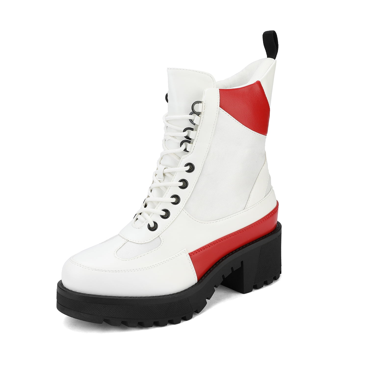 white platform combat boots