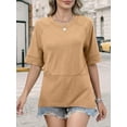 thumbnail image 2 of Women's Summer Tops Casual Crew Neck Blouse Batwing Basic Half Sleeve Loose Fit Cute Flowy Shirts, 2 of 6