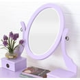 thumbnail image 5 of Small Vanity Desk Set, Makeup Vanity Table with Oval Mirror & Cushioned Stool, 3 Storage Drawers, 30 inch Girls Dressing Table for Small Space Bedroom, Purple, 5 of 5