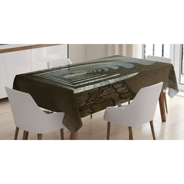 Ambesonne Historic Tablecloth Rectangular Table Cover, Corridor in Fortress, 60"x90", Sand Brown