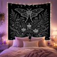 thumbnail image 2 of Moth and Candles with Botanical Elements in Starry Night, Mystical Celestial for Dark Art Lovers, Decorative Line Art, Halloween Gift, Tapestry Wall Hanging for Bedroom and Living Room, 2 of 7