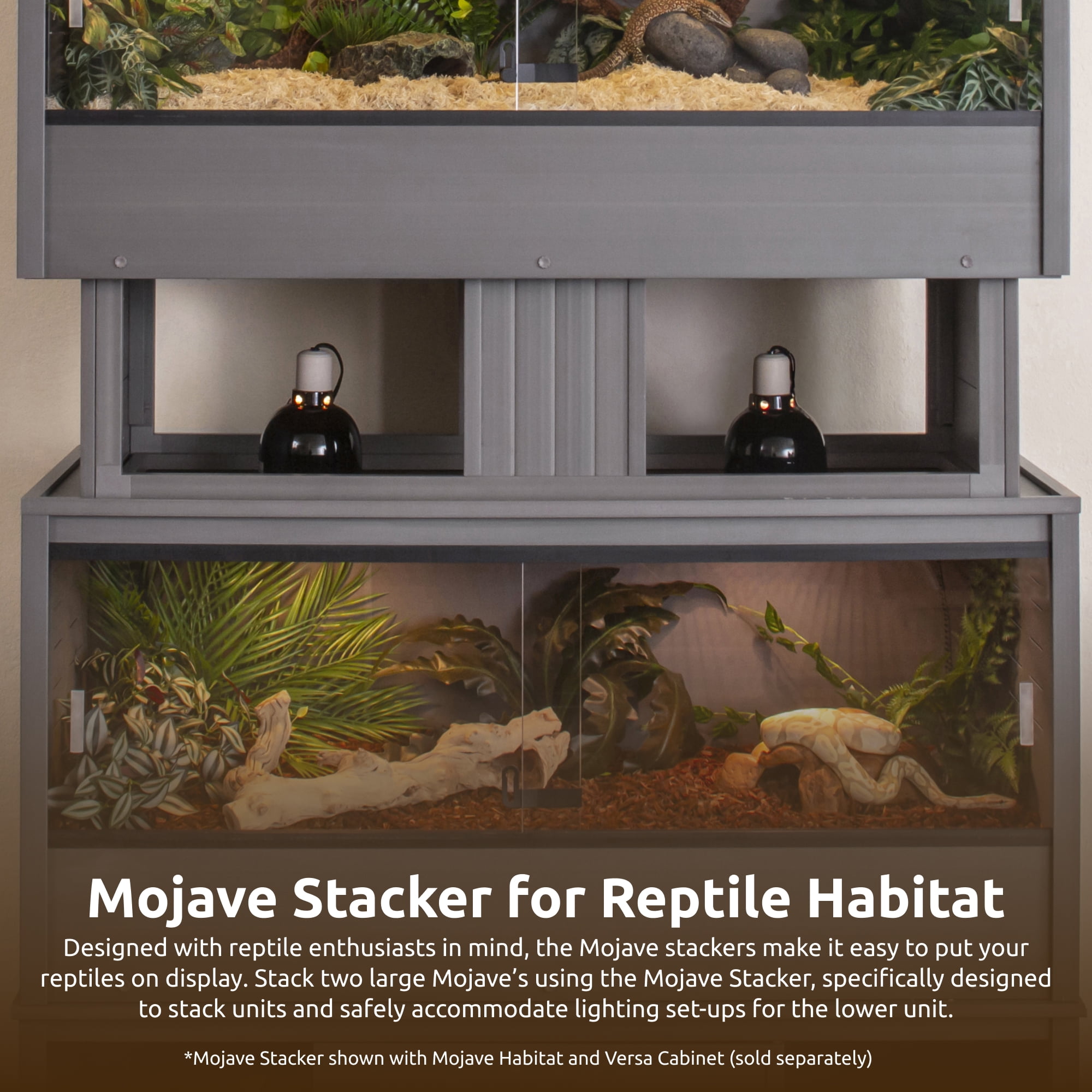 New Age Pet® ECOFLEX® Mojave Reptile Habitat Stacker in Medium 36" Grey for Lighting