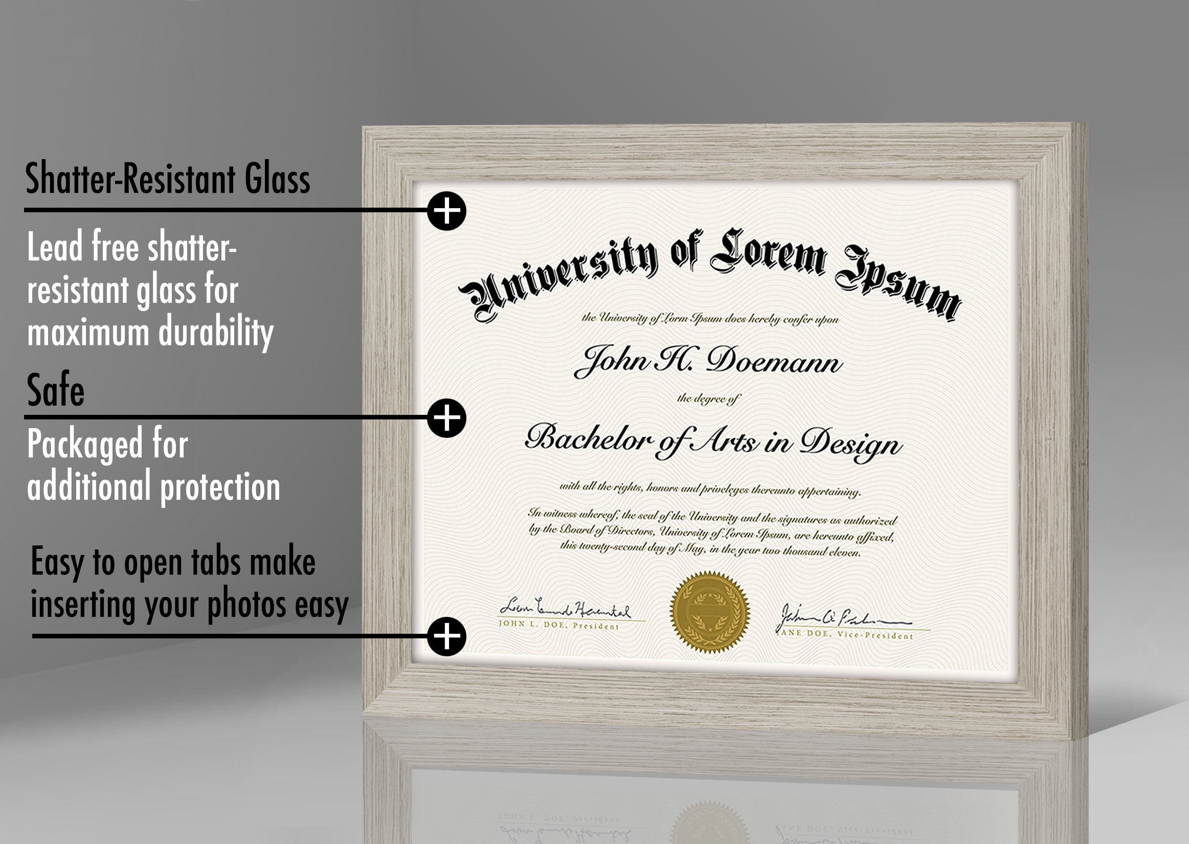 Americanflat 8.5x11 Diploma Frame in Drift Wood with Shatter Resistant Glass - Horizontal and Vertical Formats for Wall and Tabletop