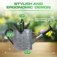 thumbnail image 3 of Plexon 1 Gallon Metal Watering Can Outdoor, Flower Plant Gardening Garden Large Galvanized Watering Can Pot Pitcher, Steel Black Handles and Removable Spray Spout, Silver, 3 of 7