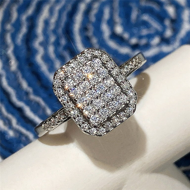 Feledorashia Rings for Women Valentine's Day Gifts Ring Round Diamond  Wedding Band Anniversary Gift Accessory Rings Size 10