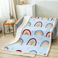 thumbnail image 2 of Rainbow Sherpa Blanket, Iridescent Flower Fleece Blanket Throw Size Rainbow Floral Throw Blanket Women Bedroom, Cartoon Hand Drawn Style Flannel Blanket, 2 of 6