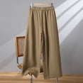 thumbnail image 6 of Jerdar Women's Lightweight Linen Capri Pants Summer Wide Leg Pocket Drawstring Elastic Waist Pants M, 6 of 7
