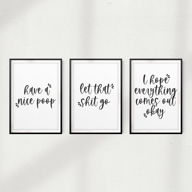 Bathroom Toilet Humor 5" x 7" UNFRAMED Prints (Set of 3) Home Décor
