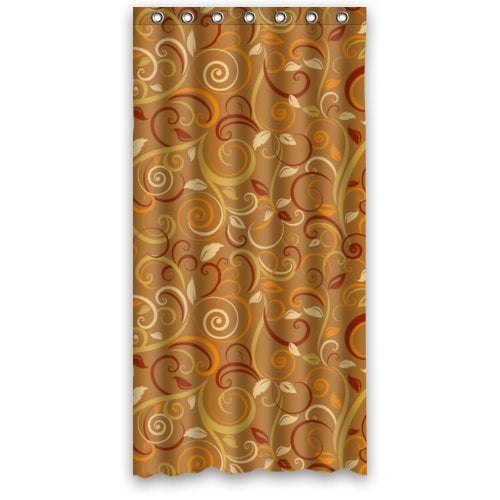 Libin Flower brown Shower Curtain Polyester Fabric Bathroom Decorative Curtain Size 36x72 Inches