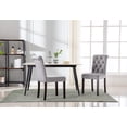 thumbnail image 3 of Guyou Velvet Leather Dining Chairs Set of 2, Mid Century Modern Solid Wood Parsons Chairs, Button Tufted Upholstered Armless Side Chairs with High Back for Dining Room Kitchen Restaurant, Grey, 3 of 8