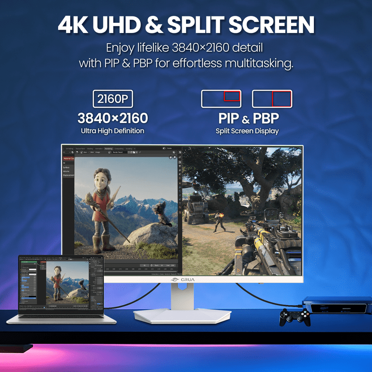 CRUA 27‚Äù UHD Gaming Monitor, Dual Mode, 4K 160Hz, FHD 320Hz