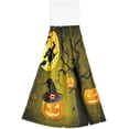 thumbnail image 2 of SKYSONIC 2 PCS Kitchen Towels with Hanging Loop, Halloween Pumpkin Autumn Dish Towels for Kitchen, Absorbent Kitchen Hand Towels , 12"x17", 2 of 6