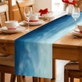 thumbnail image 5 of Blue Ombre Table Runner - 48 Inch Long Coastal Beach Modern Abstract Art Cotton and Linen Blended Dress Scarves Farmhouse Table Runner for Kitchen Dining, Coffee Table, 13" x 48", 5 of 8