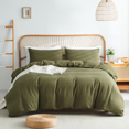 thumbnail image 4 of Nayoroom Housse de Couette en Coton Lavé Ultra Doux Vert Olive 3 Pcs, Respirante pour Toutes les Saisons et Sensation Organique pour la Déco de Chambre, Format Grand Lit, 4 of 6