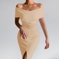 thumbnail image 3 of Aellinatey Slim Fit Sexy High Split Long Midi Dress for Women, Elegant Off-Shoulder Bodycon Evening Gown Cocktail, 3 of 10