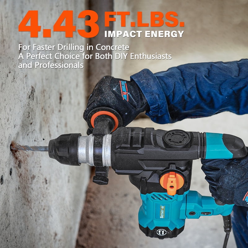 BERSERKER 1-1/4" SDS-Plus Rotary Hammer Drill, 12.5 Amp, Vibration Control, Safety Clutch, 4 Functions, Case
